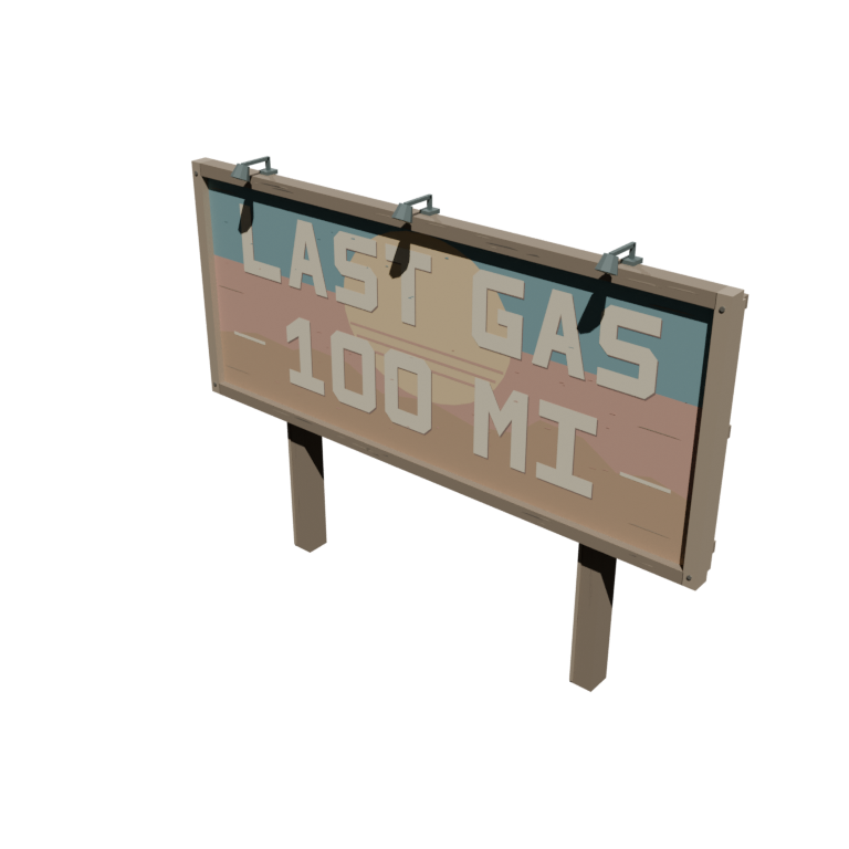LAST GAS — Low-Poly Roadside Billboard