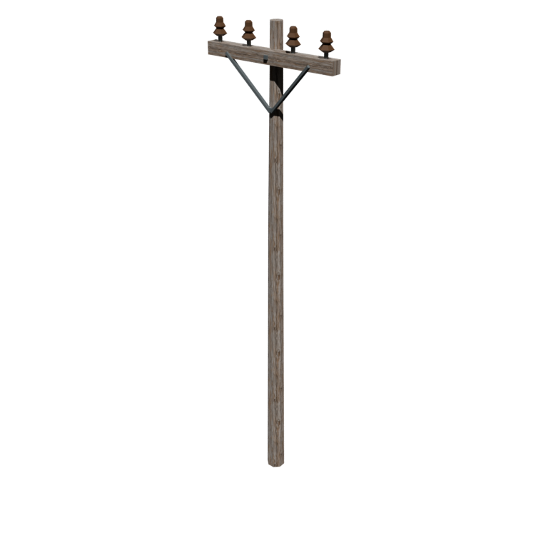 Weathered Wooden Utility Pole — 9m / 484 tris